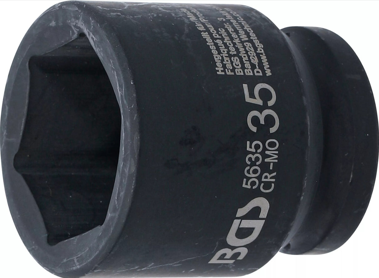 IMPACT SOCKET, HEXAGON | 20 MM (3/4") DRIVE | 35 MM (5635)