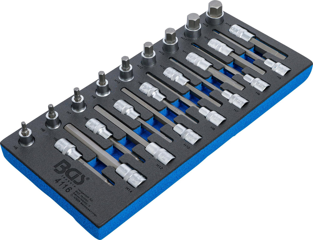 TOOL TRAY 1/3: BIT SOCKET SET | 12.5 MM (1/2") | INTERNAL HEXAGON | 24 PCS. (4116)