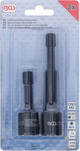 SPECIAL IMPACT BIT SOCKET SET | 12.5 MM (1/2") DRIVE | SPLINE (FOR XZN) M12 | FOR VAG | 2 PCS. (74590)