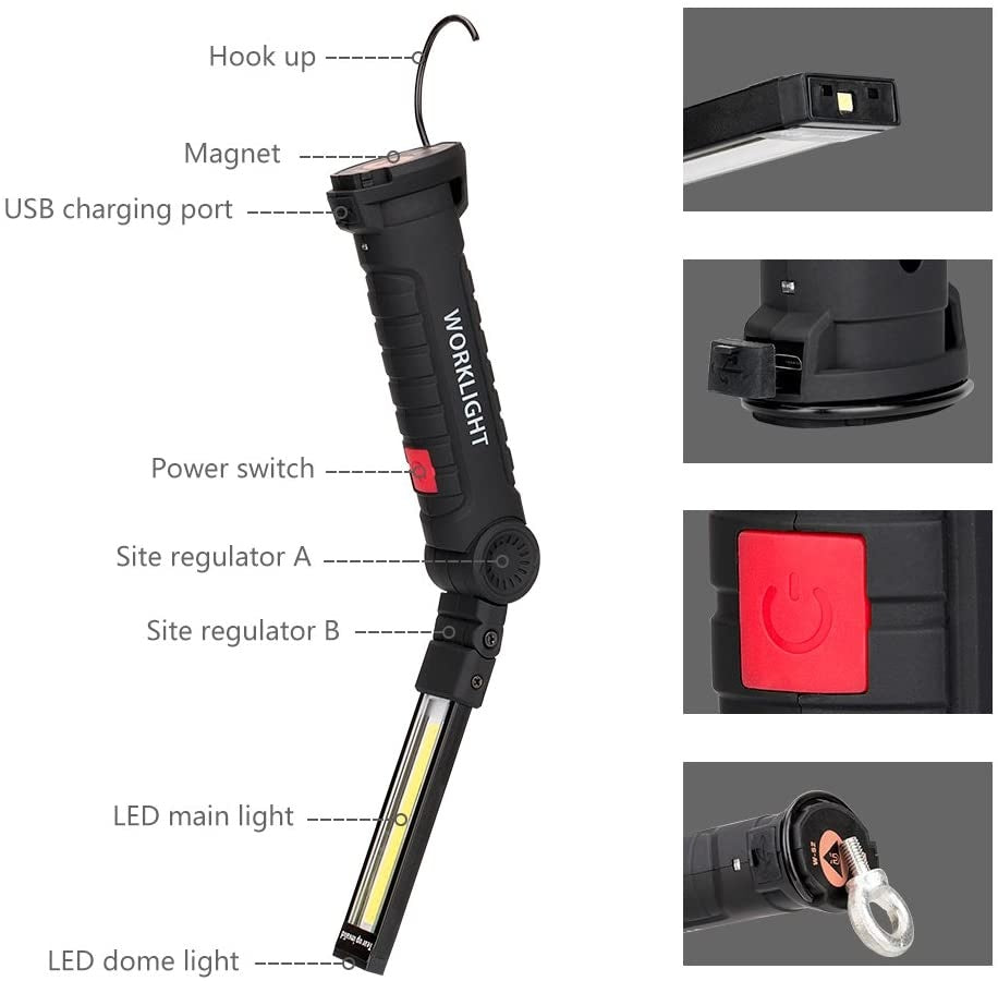 WORK LAMP RECHARGEABLE | ALUMINUM + ABS + RUBBER | 3W COB | USB (FD-8652)