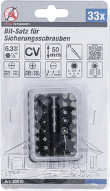 BIT SET FOR SECURITY SCREWS | 6.3 MM (1/4") DRIVE | 33 PCS. (20810)