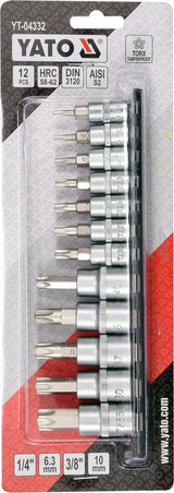 SOCKET BIT SET TORX SECURITY 12PCS (YT-04332)