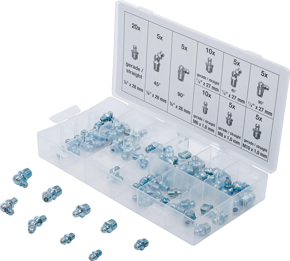GREASE NIPPLE ASSORTMENT | METRIC / INCH SIZES | 70 PCS. (8065-1)