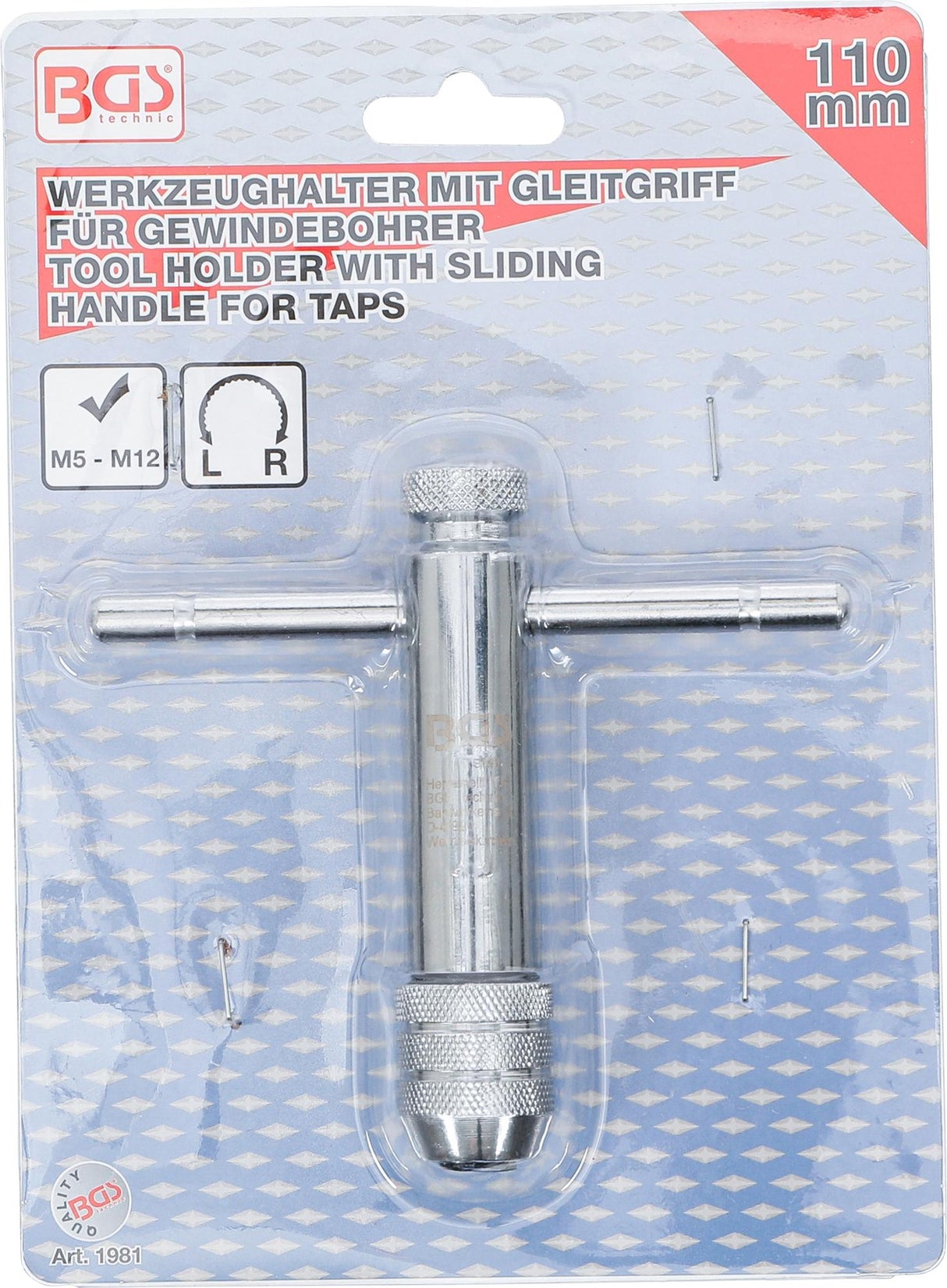 TOOL HOLDER WITH SLIDING HANDLE FOR TAPS | M5 - M12 | 110 MM (1981)