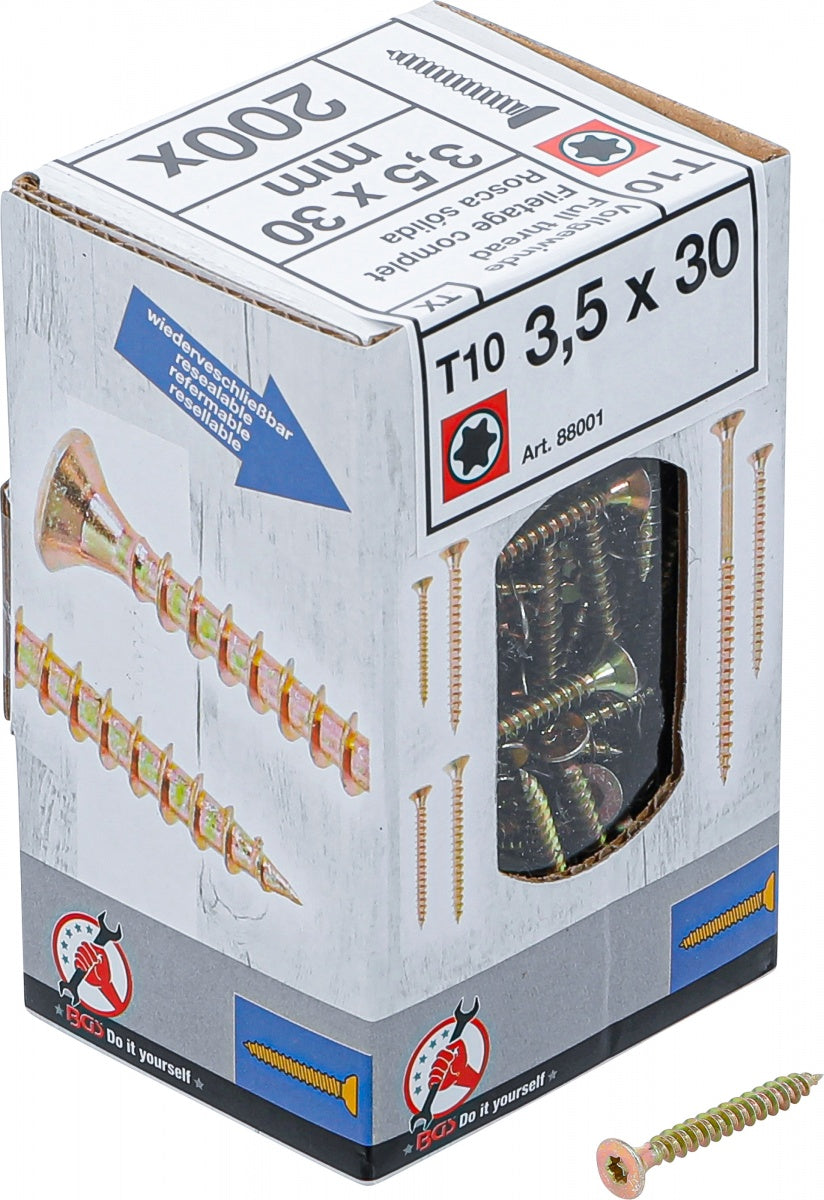 MULTI-PURPOSE SCREWS | T-STAR (FOR TORX) T10 | 3.5 X 30 MM | 200 PCS. (88001)
