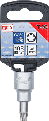SCREW EXTRACTOR BIT SOCKET | 10 MM (3/8") DRIVE | FOR DAMAGED T-STAR (FOR TORX) T40 (7098-T40)