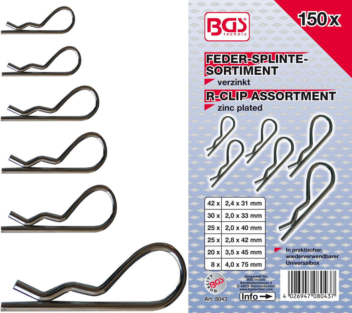 SNAP RING ASSORTMENT | Ø 2.4 - 4.0 MM | 150 PCS. (8043)