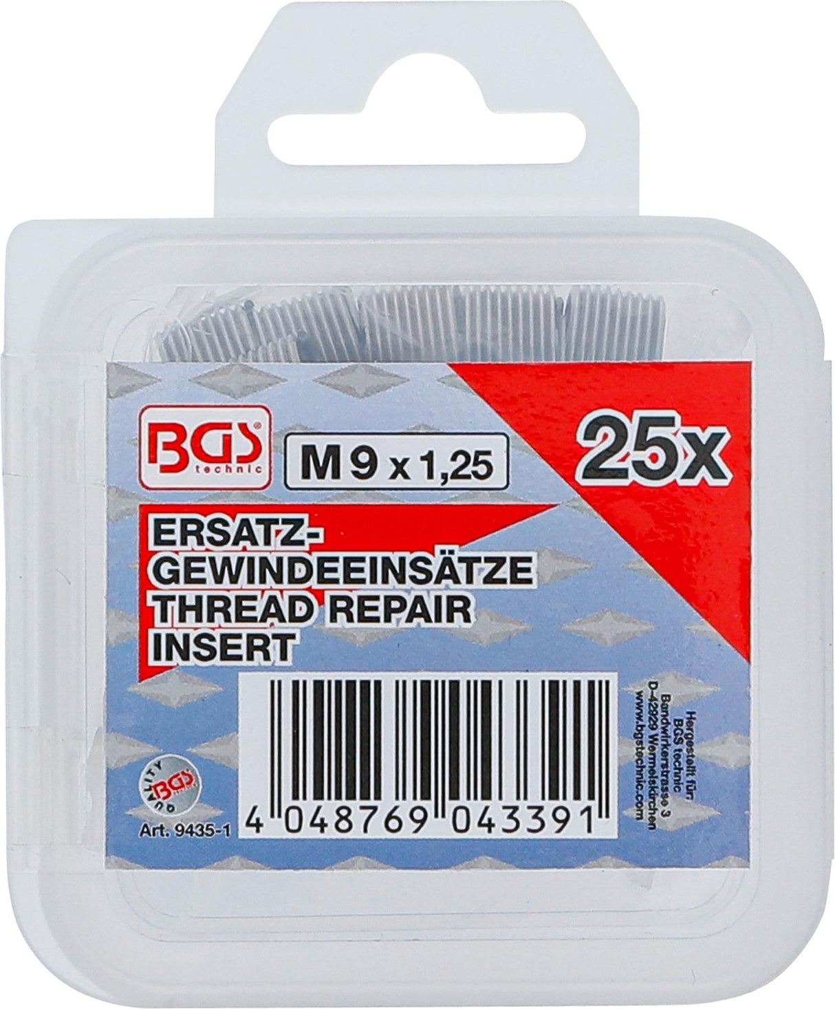 REPLACEMENT THREAD INSERTS | M9 X 1.25 MM | 25 PCS. (9435-1)