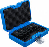 IMPACT SOCKET SET | E-TYPE PLUS | 6.3 MM (1/4"), 10 MM (3/8"), 12.5 MM (1/2") DRIVE | EP4 - EP32 | 19 PCS. (74554)