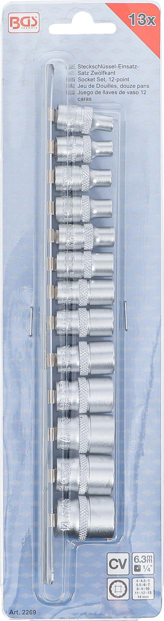 SOCKET SET, 12-POINT | 6.3 MM (1/4") DRIVE | 4 - 14 MM | 13 PCS. (2269)