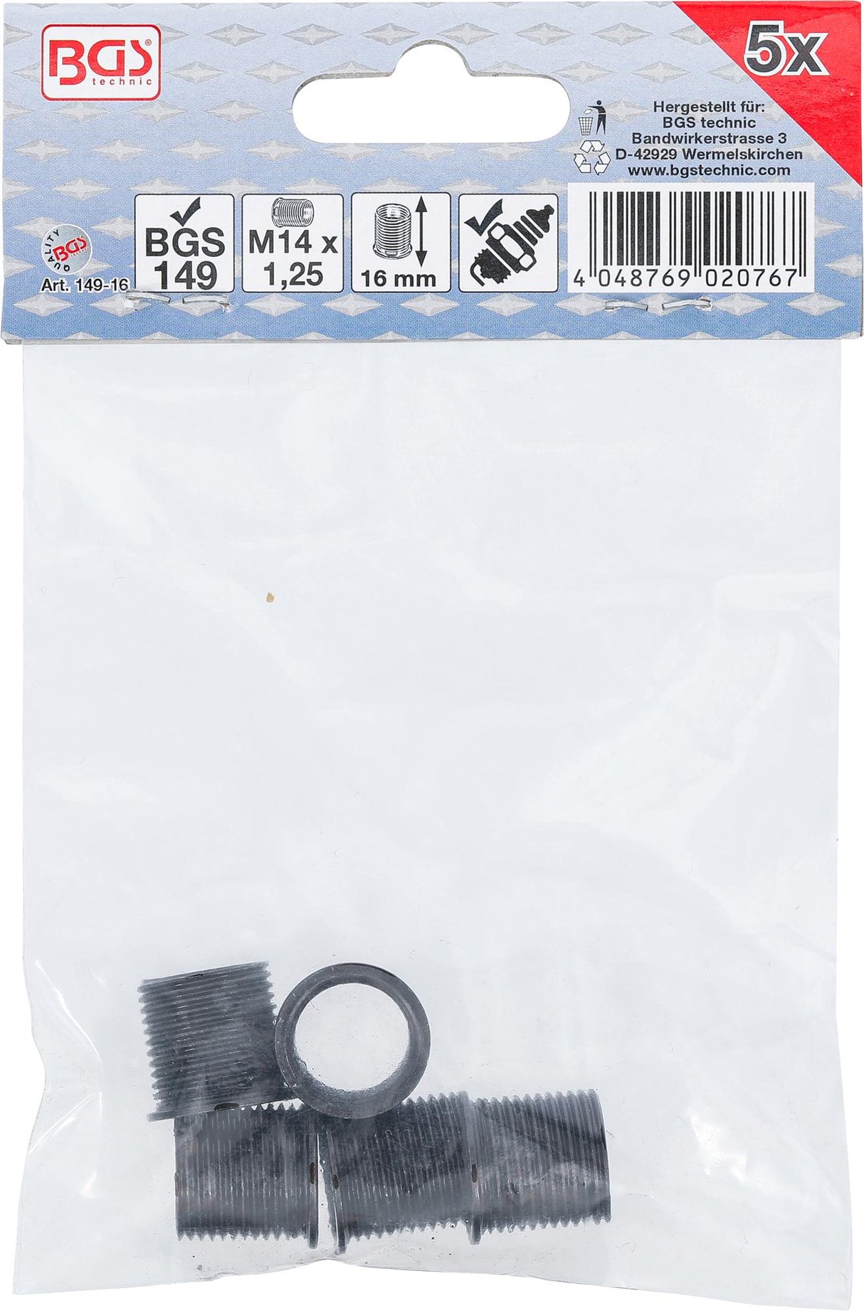 THREADED SLEEVES | 16 MM | M14 X 1.25 | 5 PCS. (149-16)
