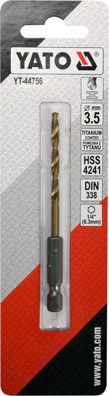 METAL DRILL WITH HEX SHANK 3,5MM TITAN (YT-44756)