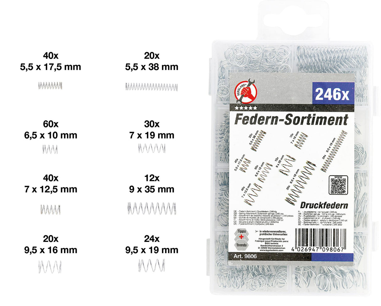 SPRING ASSORTMENT | COMPRESSION SPRINGS | 246 PCS. (9806)
