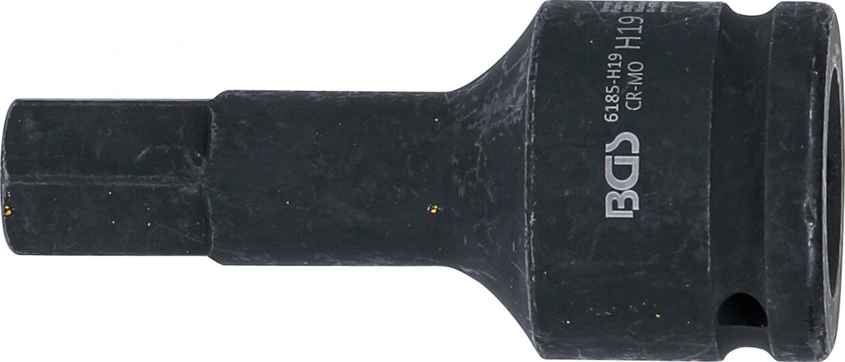 IMPACT BIT SOCKET | LENGTH 100 MM | 20 MM (3/4") DRIVE | INTERNAL HEXAGON 19 MM (6185-H19)