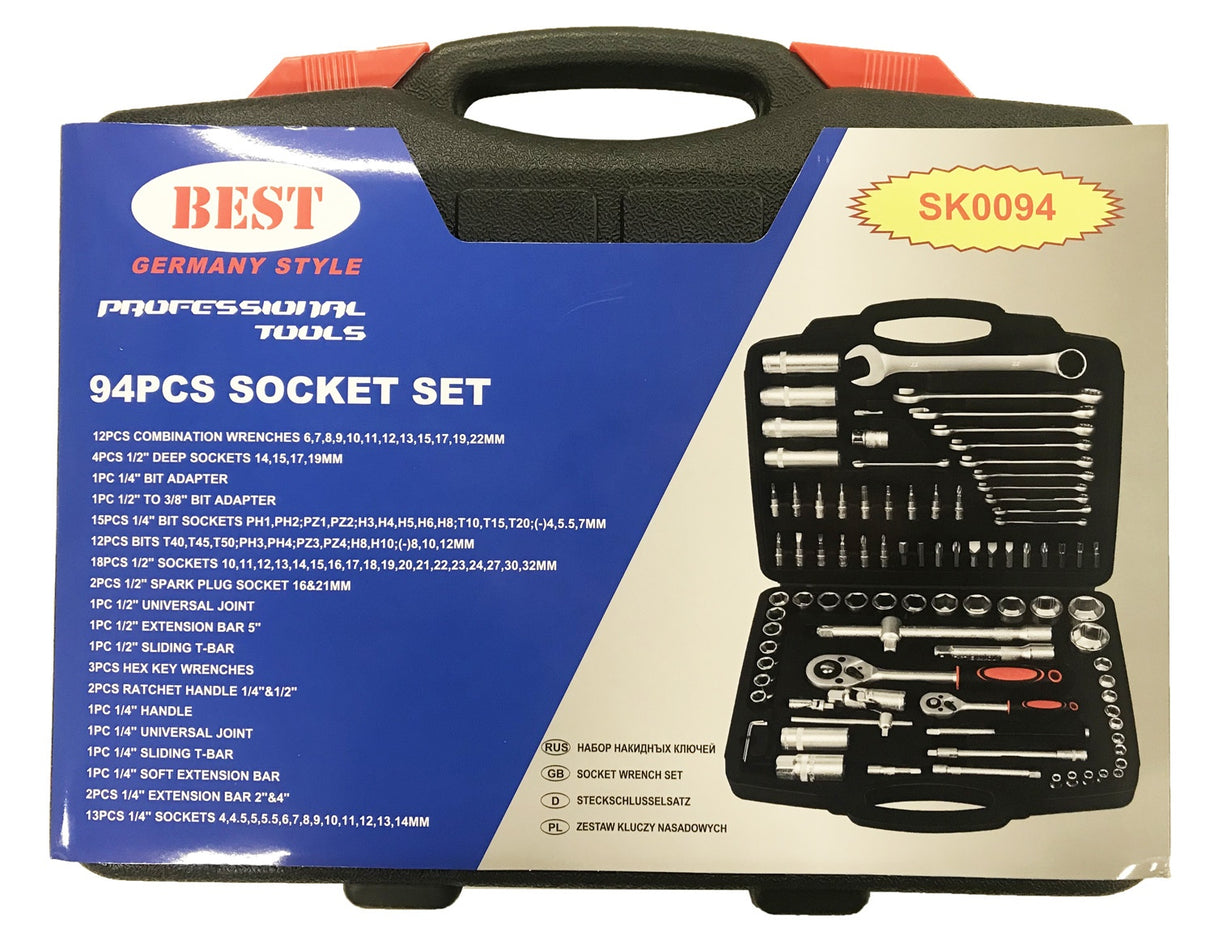 SOCKET AND WRENCH SET | 1/4" + 1/2" | 94 PCS. (SK0094)