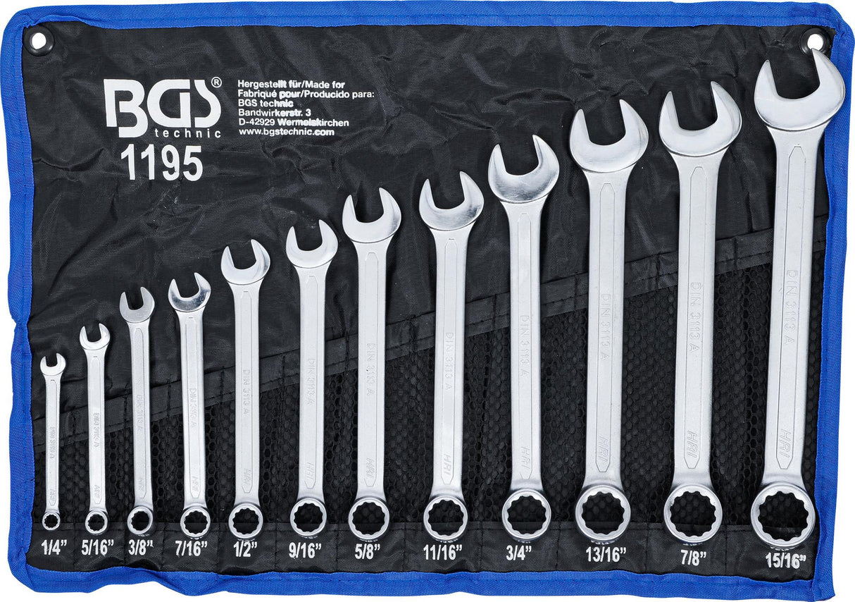 COMBINATION SPANNER SET | INCH SIZES | 1/4" - 15/16" | 12 PCS. (1195)