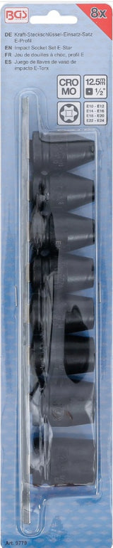 IMPACT SOCKET SET E-STAR | 12.5 MM (1/2") DRIVE | E10 - E24 MM | 8 PCS. (9779)