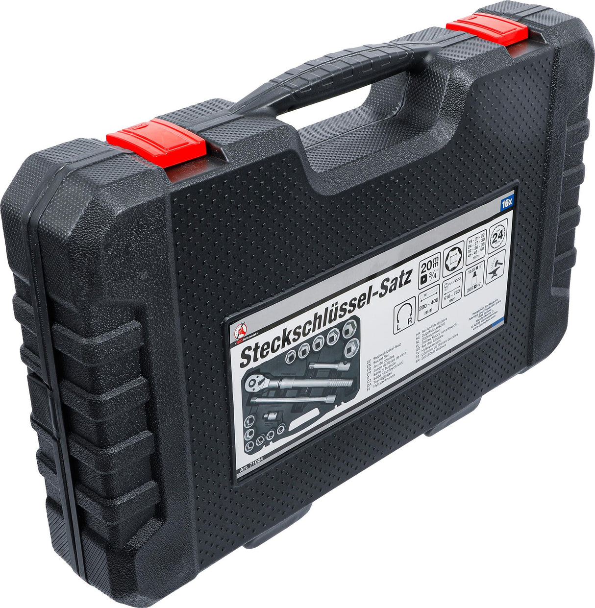 SOCKET SET | WITH REVERSIBLE RATCHET, EXTENDABLE | 20 MM (3/4") DRIVE | 19 - 50 MM | 16 PCS. (71024)