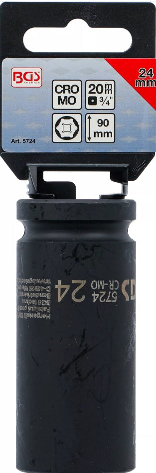 IMPACT SOCKET HEXAGON, DEEP | 20 MM (3/4") DRIVE | 24 MM (5724)