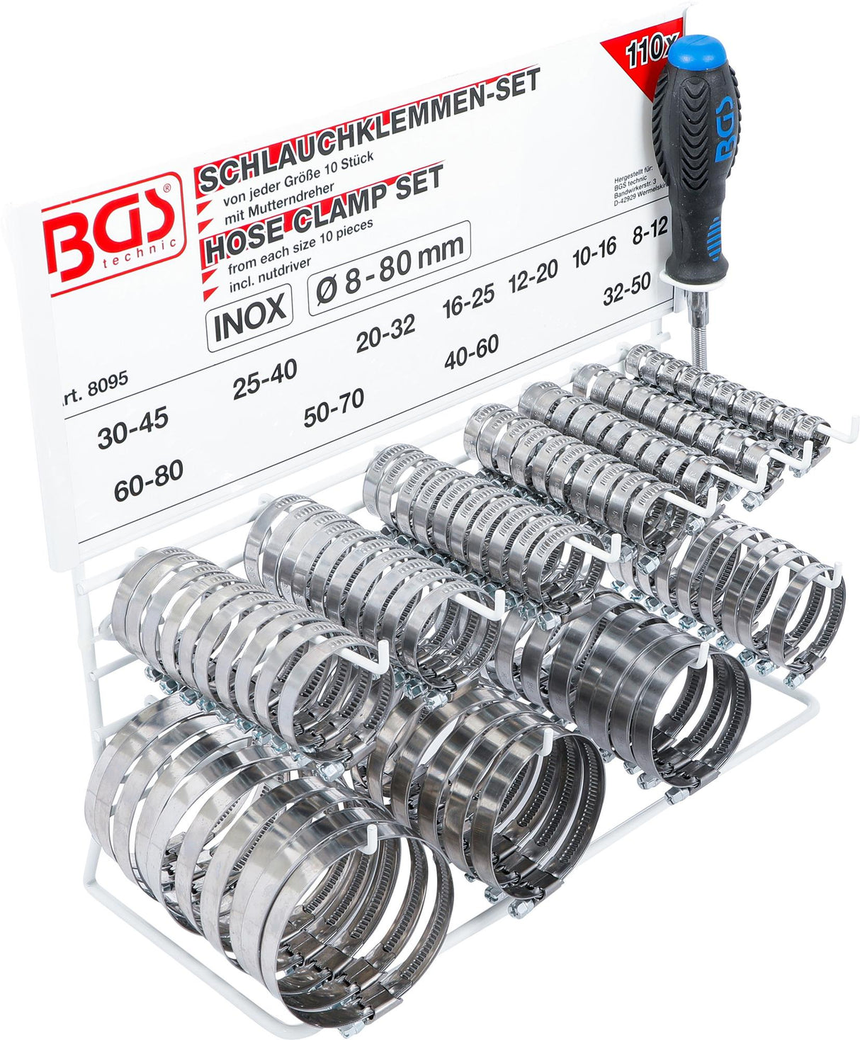 HOSE CLAMP SET | STAINLESS | ON DISPLAY BOARD | 111 PCS. (8095)