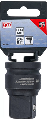 IMPACT SOCKET ADAPTOR | INTERNAL SQUARE 20 MM (3/4") - EXTERNAL SQUARE 25 MM (1") (195)