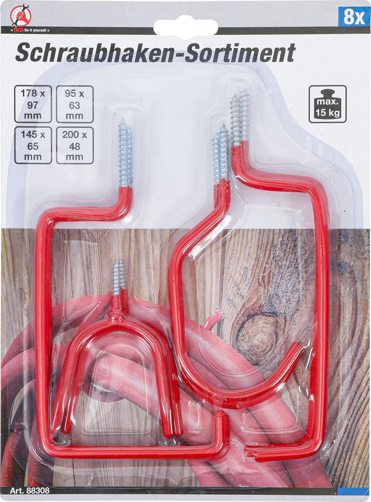 WALL AND CEILING SCREW HOOK ASSORTMENT | 8 PCS. (88308)