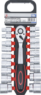 SOCKET SET WITH RATCHET | 12.5 MM (1/2") | 8-32 MM | 19 PCS. (B15110)