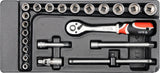 PVC TRAY WITH 22PCS SOCKET SET 3/8" 6-22 (YT-5542)