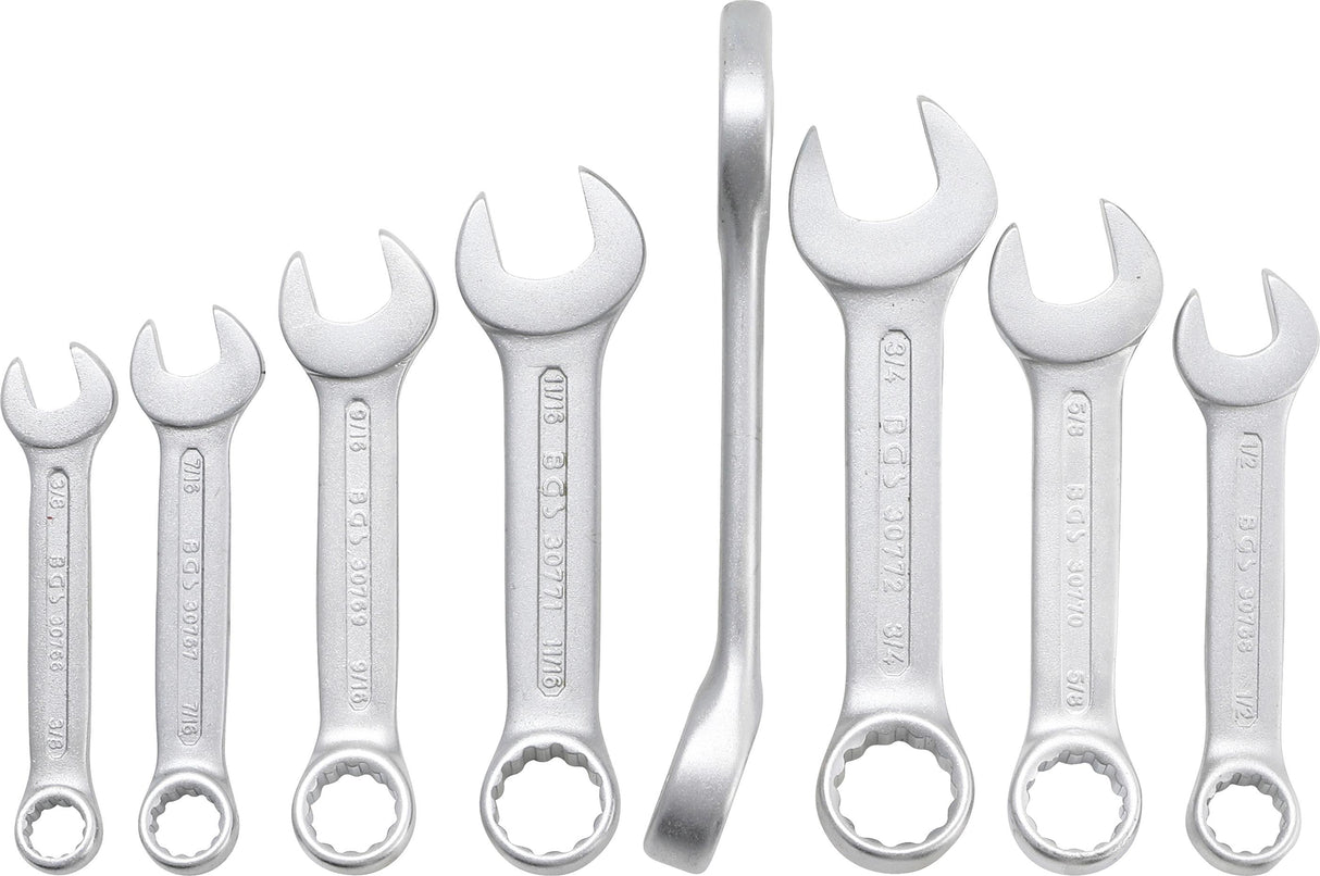 COMBINATION SPANNER SET | EXTRA SHORT | INCH SIZES | 3/8" - 7/8" | 8 PCS. (32140)