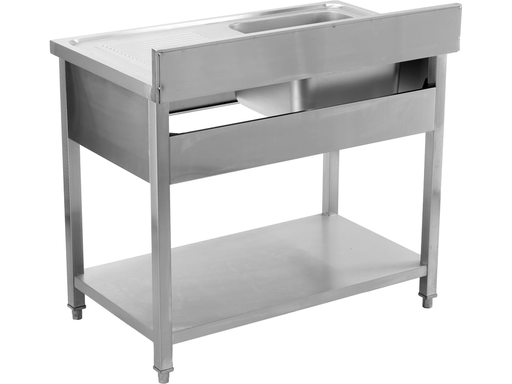 STAINLESS STEEL TABLE WITH SINK | 100 X 60 CM (YG-30900)