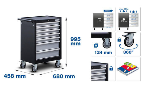 WORKSHOP TROLLEY | 7 DRAWERS | WITH 246 TOOLS (6060)
