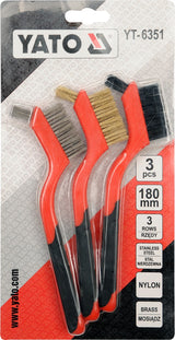 WIRE BRUSH SET 3PCS 3X7 ROWS L=180MM (YT-6351)