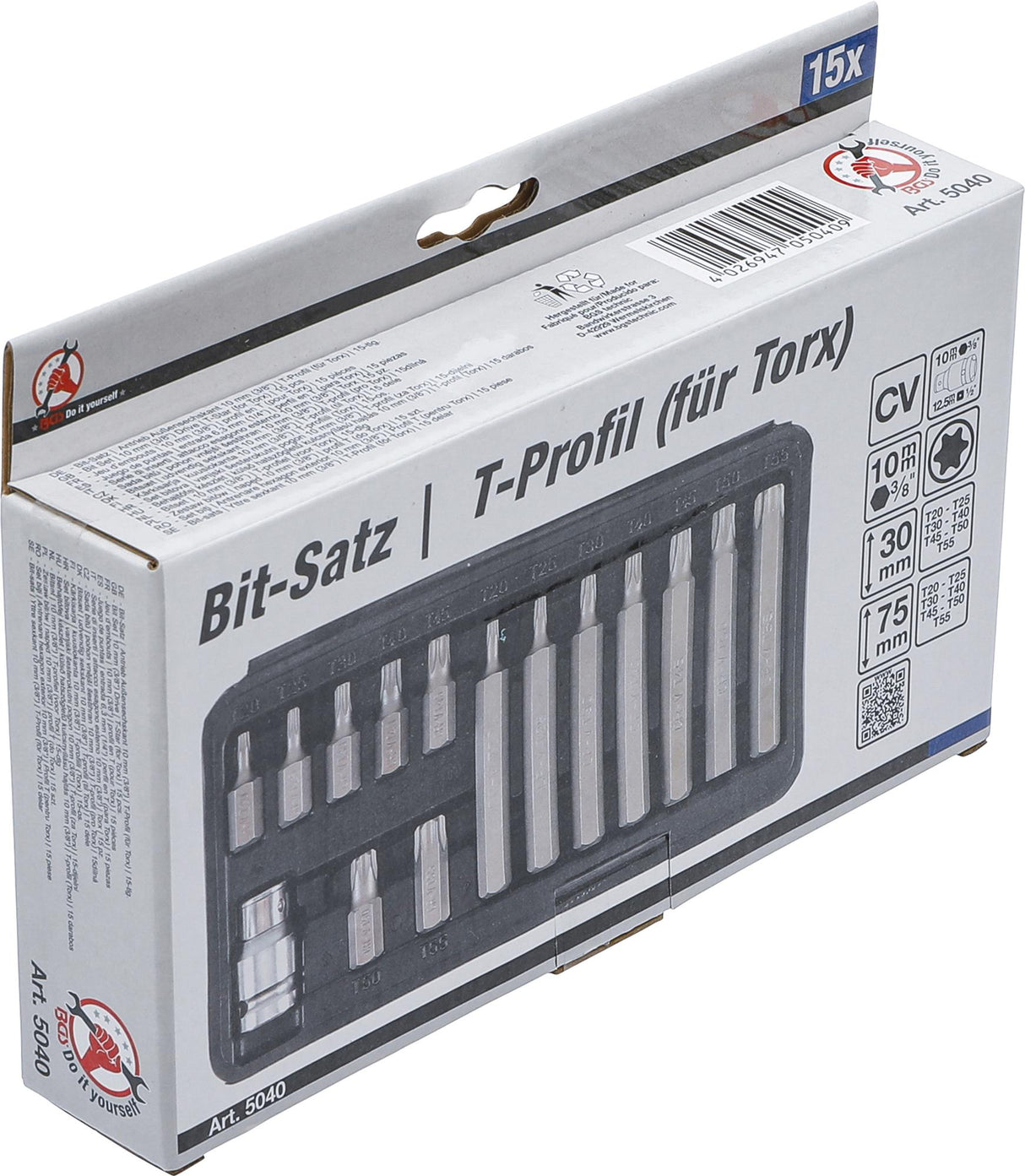 BIT SET | 10 MM (3/8") DRIVE | T-STAR (FOR TORX) | 15 PCS. (5040)