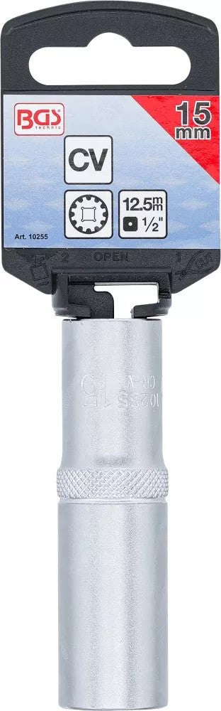 SOCKET, GEAR LOCK, DEEP | 12.5 MM (1/2") DRIVE | 15 MM (10255)