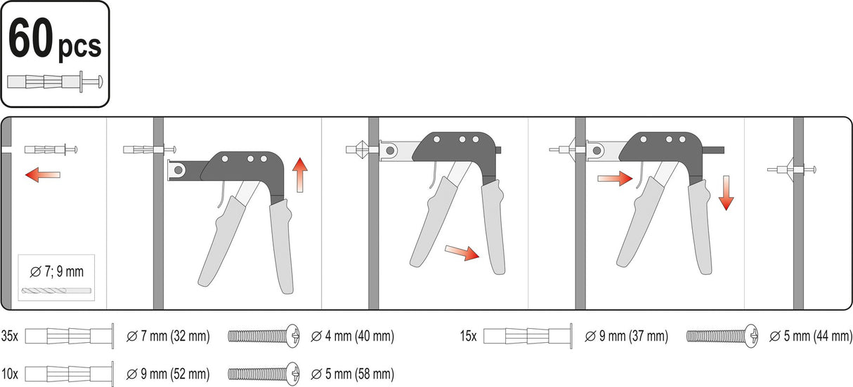 TOOL FOR HOLLOW EXPANSION BOLT & 60BOLTS (YT-51451)