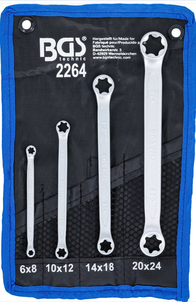 DOUBLE RING SPANNER SET WITH E-TYPE RING HEADS | E6 X E8 - E20 X E24 | 4 PCS. (2264)
