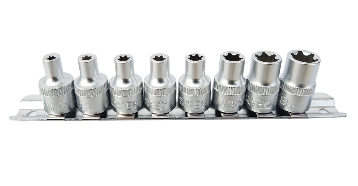 E-TYPE SOCKET SET | 10 MM (3/8") | E4 - E14 | 8 PCS. (KR384008)
