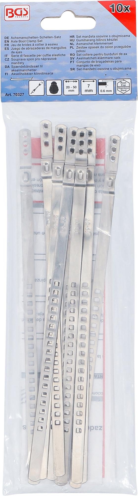 AXLE BOOT CLAMP SET | STAINLESS STEEL | 7 MM | 20 - 50 MM | 10 PCS. (70327)