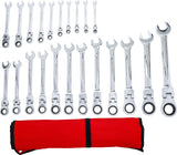 RATCHET COMBINATION WRENCH SET | FLEXIBLE HEADS | 6 - 32 MM | 22 PCS. (30011)