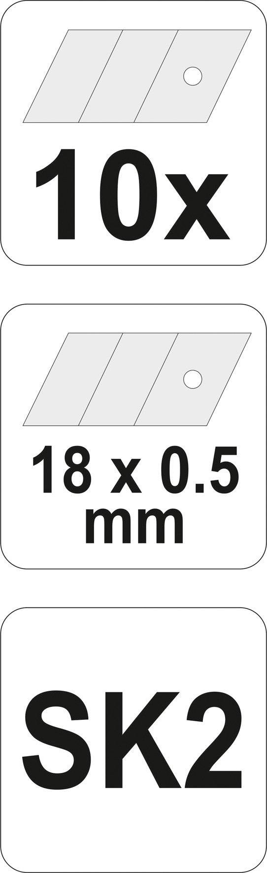 SPARE BLADES 18MM SK2 10PCS (YT-7525)