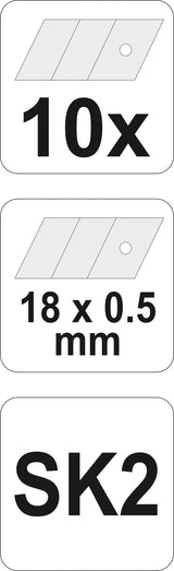 SPARE BLADES 18MM SK2 10PCS (YT-7525)