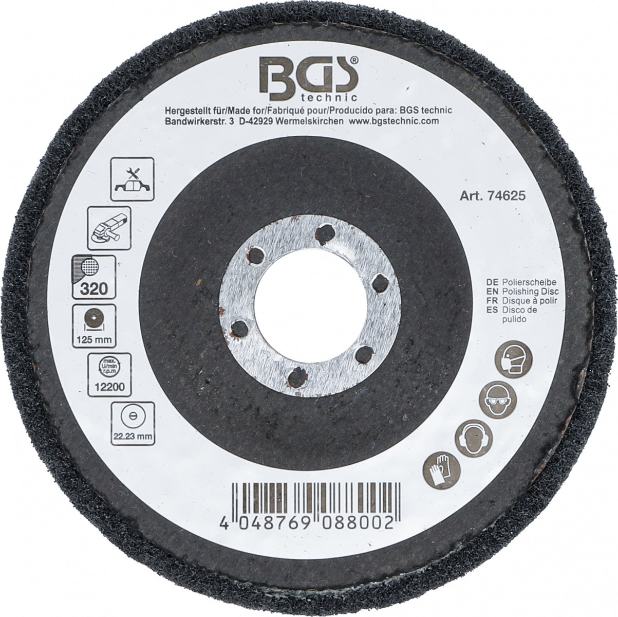 POLISHING DISC | SILICON CARBIDE | Ø 125 MM | GRAIN SIZE 320 (74625)