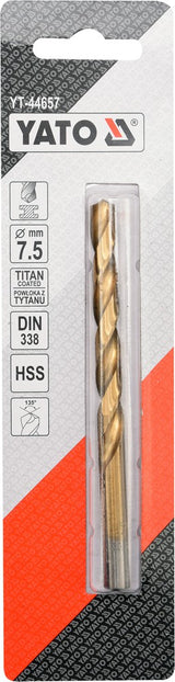 TWIST DRILL BIT HSS-TIN 7,5 MM (YT-44657)