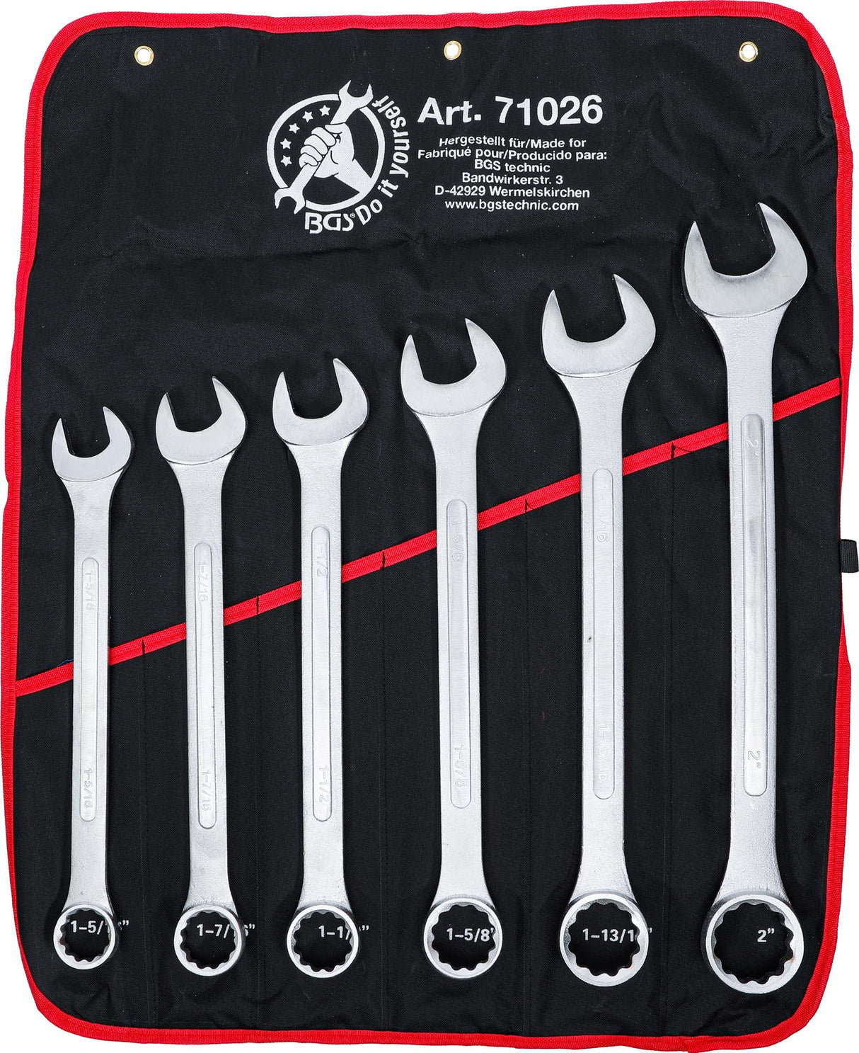 COMBINATION SPANNER SET | XXL | INCH SIZES | 1.5/16" - 2" | 6 PCS. (71026)