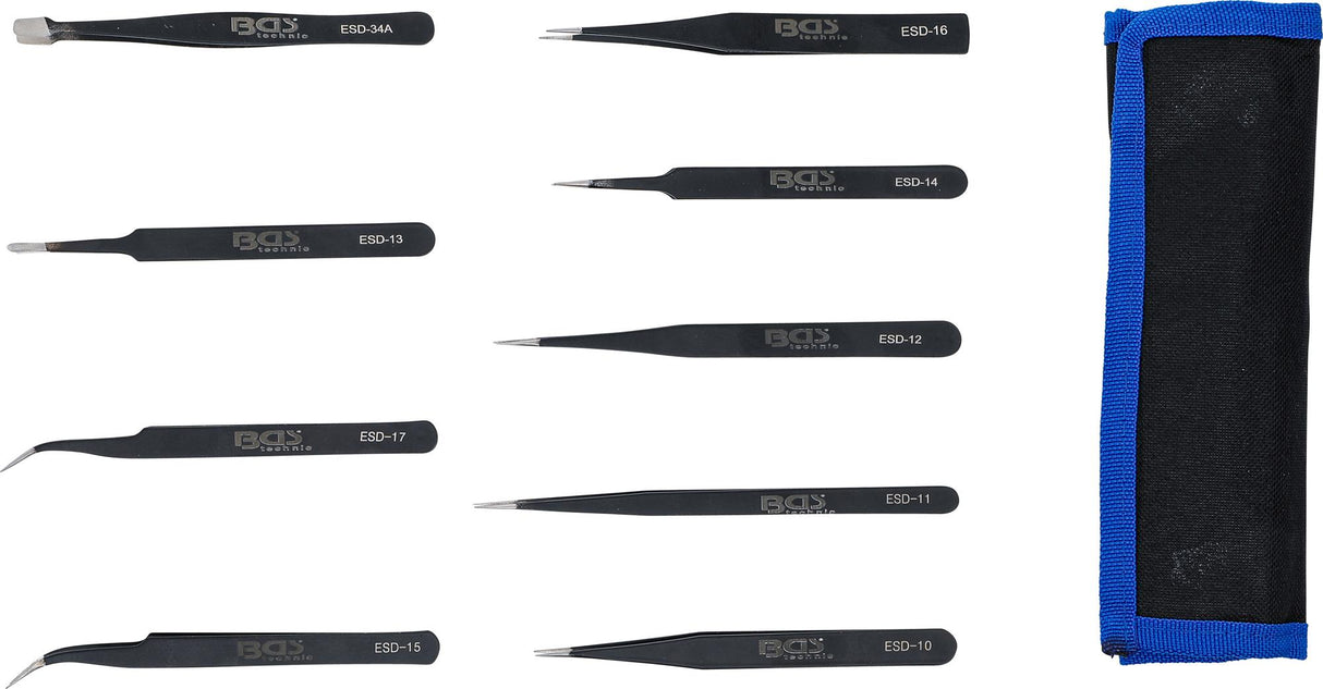 STAINLESS STEEL TWEEZERS SET | 9 PCS. (74413)