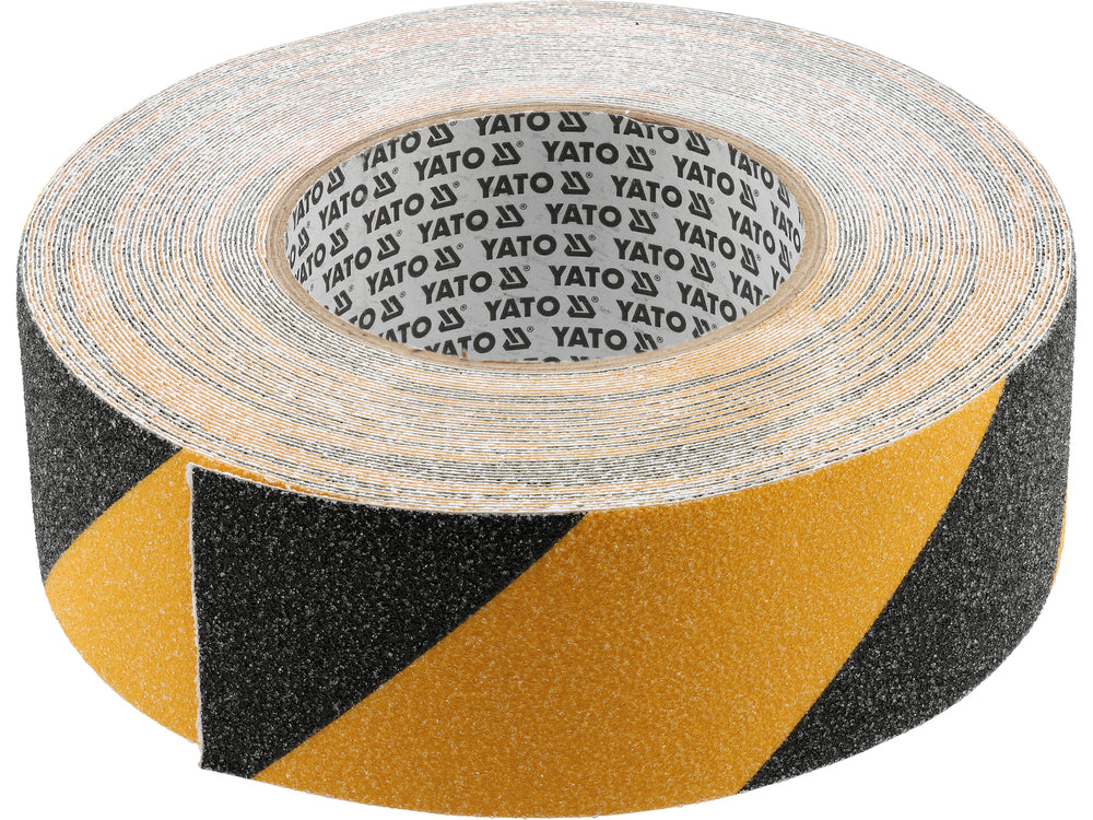 BLACK/YELLOW NON-SLIP PVC TAPE FOR STAIRS AND WALKWAYS | 50 MM X 18 M (YT-72505)
