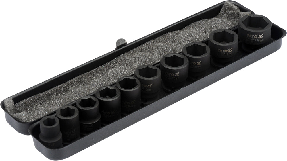 IMPACT SOCKET SET, HEX | 10 MM (3/8") | 10 - 22 MM | 10 PCS. (YT-37690)