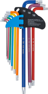 L-TYPE WRENCH SET | MULTICOLOUR | EXTRA LONG | T-STAR (FOR TORX) T10 - T50 | 9 PCS. (74459B)