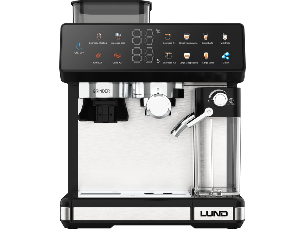 PRESSURE COFFEE MAKER WITH MILK FROTHER AND GRINDER 1350W (68501)