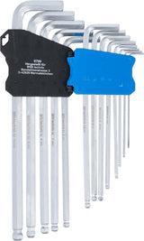 L-TYPE WRENCH SET | EXTRA LONG | INTERNAL HEXAGON / INTERNAL HEXAGON WITH BALL HEAD 1.5 - 10 MM | 13 PCS. (9799)
